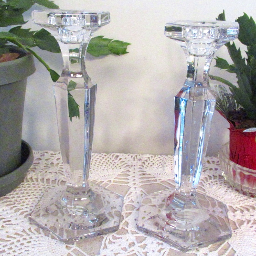 Vintage Glass Candle Stick holders (2)
